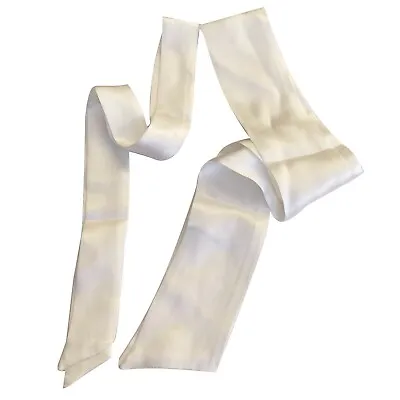 100% Natural Mulberry Silk White Scarf 2 Side Hair Tie Headband Bag Handle Cover • $9.99