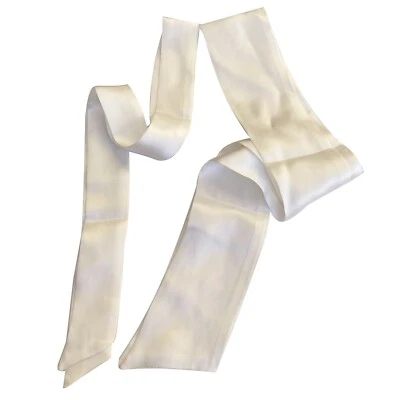 100% Natural Mulberry Silk White Scarf 2 Side Hair Tie Headband Bag Handle Cover • $9.99
