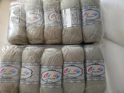  10 X 100g Balls Grey/Green DK Jersey/ Tape Yarn • £12.50