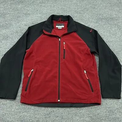 Vintage Nike Jacket Mens L Red Black Full Zip Fleece Y2K Retro Logo *READ ZIP* • $29.95