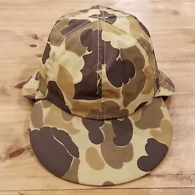 Vintage Columbia Hunting Rain Waterproof Hat Cap Wide Bill Neck Flap Duck Camo • $31.16