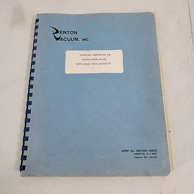 $75 • Buy Denton Vacuum DV-502 Vapor Deposition Manual Operating Instructions W/ Schematic