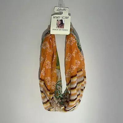 Lightweight Infinity Scarf By Lavello With Orange Brown And Green • $12