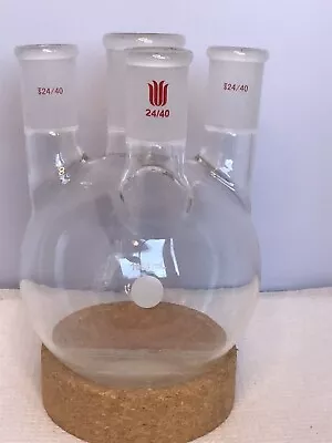 Synthware Glass 24/40 34/45 Joint 4-Neck 1000mL Round Bottom Flask • $124.99