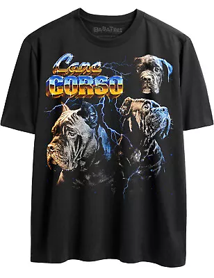Epic Cane Corso Dog Retro 80s Glam Heavy Metal Tshirt For Men & Women Dog Owner • $21.99