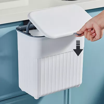 Wall Mounted Waste Bin Kitchen Cabinet Door Cupboard Hanging Trash Can With Lid • £8.95