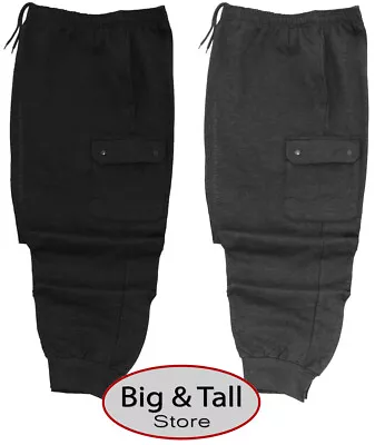 ROCXL Big & Tall Men's Midweight FLEECE CARGO PANTS 3XL To 6XL Joggers • $35.95