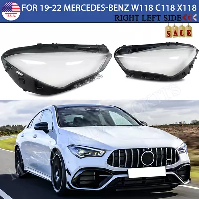 Clear Headlight Lens Cover For 19-22 Mercedes-Benz W118 C118 X118 CLA200 CLA250 • $224.09