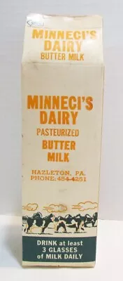 Minneci's Dairy Hazleton Pa Vintage One Quart Butter Milk Carton Box Creamery • $9.99