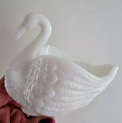 Fenton IMPERIAL GLASS CO. White SWAN Milk Glass CANDY MINT DISH • $33