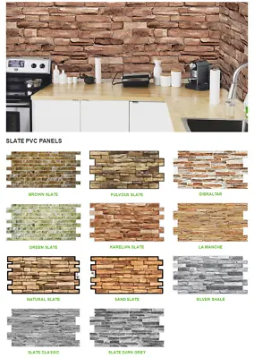 3D Wall Panels Stone Brick Slate Effect Decorative PVC Plastic Cladding • £16.46