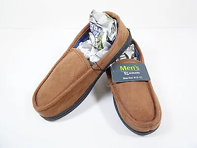 Mens Slippers House Shoes Brown Medium Slip On Size 9 To 10 Indoor Lounging Shoe • $11.99