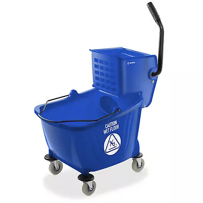 33 Quart Commercial Mop Bucket With Side Press Wringer Blue • $61.99