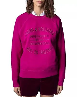 Zadig & Voltaire Embroidered Cotton Women's Embroidered Pullover Sweatshirt Pink • $50