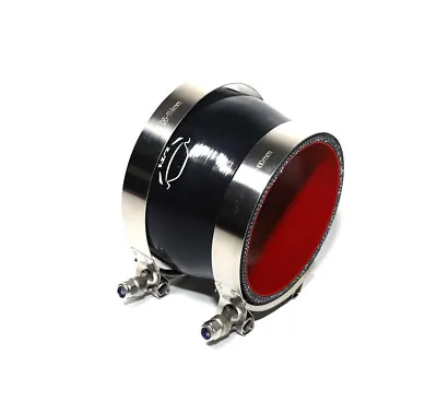 4-Ply 3.5 - 4  ID Straight Reducer Coupler Silicone Hose + T Bolt  Clamp BLACK • $15.99