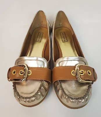 Merona Madda Gold Tan Loafers Women's Size 6.5 Buckle • $14.99