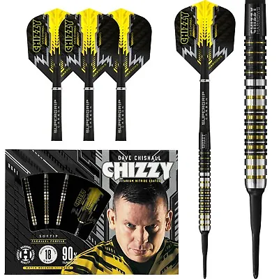 SOFT TIP Harrows Dave Chisnall Darts Set 18g 20g 22g Gram Tungsten Chizzy Softip • £29.97