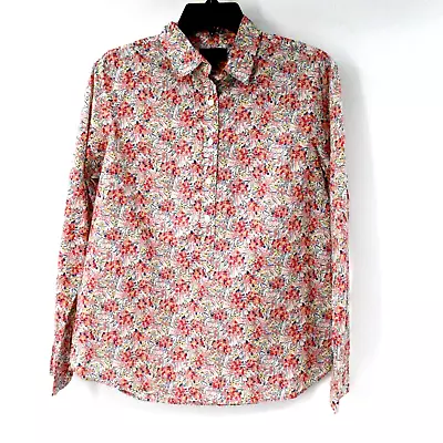 J Crew Shirt Womens 6 Popover Cotton Poplin Perfect Liberty Floral Long Sleeve • $34.99
