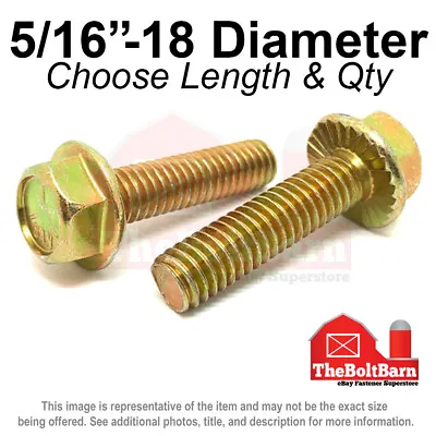 5/16-18 Grade 5 Serrated Hex Flange Screws Bolts Zinc Yellow (Pick Length & Qty) • $10.45