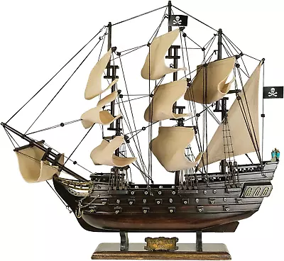 SAILINGSTORY Wooden Pirate Ship Model Black Pearl Model Ship Sailboat Decor Beig • $209.99