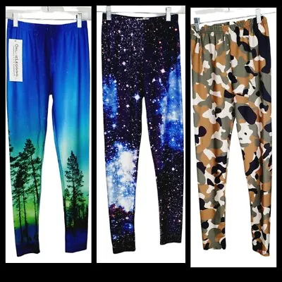 Lot Of 3 Online Legging Store Pants Galaxy Camo Northern Lights Athletic Medium • $9.72