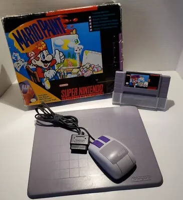 Nintendo Mario Paint Mouse & Pad Bundle Super Nintendo SNES Video Game With Box • $26