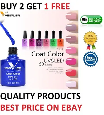 £3.95 • Buy Nail Gel Polish Set VENALISA Soak Off UV LED Colour Base Top Coat Nail Varnish