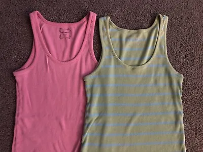 Lot Of TWO Maternity Size Small Ribbed Tank Tops Old Navy Pink Green Turquoise • $1.99