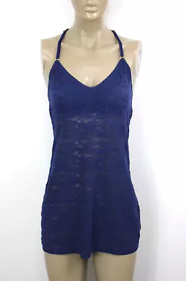 Victoria's Secret  The Lacie Halter Navy Lace Mini Slip Dress Women's M • $19.99