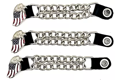 £17.51 • Buy 3 American Flag Eagle Double Chain Motorcycle Vest Extenders Usa Made