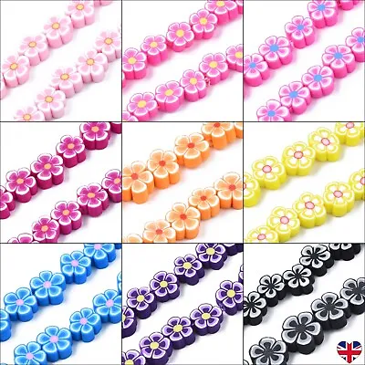 £3.49 • Buy Flower Beads Polymer Clay Jewellery Making Craft 38pcs 75mm - 1cm Spacer DIY UK