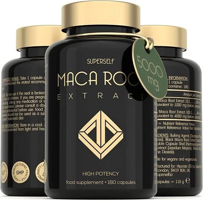 £13.35 • Buy Maca Root Capsules 5000mg High Strength 180 Maca Root Tablets Men Women New