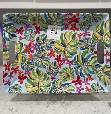 COLORFUL TROPICAL FLORAL Extra Large Melamine Serving Tray W/ Handles Novogratz • $19.99