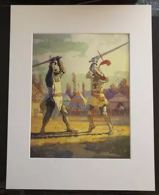 N. C. Wyeth  Sir Nigel Sustains England's Honor....  11 X 14 Matted Print-1922 • $24.99