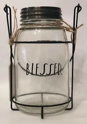 Rae Dunn Blessed Mason Jar Lantern Hanging Jar Table Decor NWT • $18.26