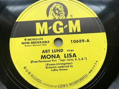 Art Lund 78rpm Single 10-inch M-G-M Records #10689 Mona Lisa • $19.99