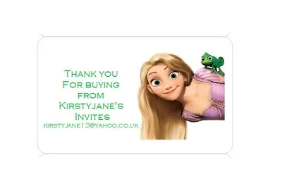 Personalised Party Bag Cone Favour Address Label Stickers Disney Tangled #3 • £3.49
