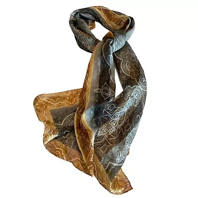 Vintage Moroccan Elegance: Gray And Gold Trim Scarf • $29