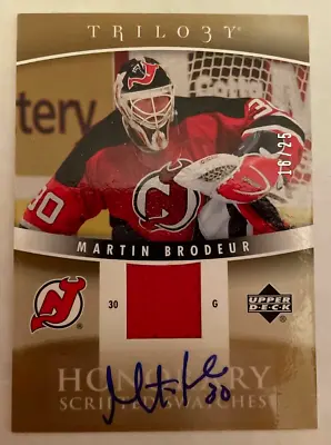 Martin Brodeur 2006-07 Upper Deck Trilogy Honorary Scripted Swatches Auto HSS-MB • $125