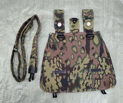 MILITARY WWII WW2 GERMAN ARMY SPRING OAKLEAF CAMO M31 BREAD BAG + Shoulder Strap • $25.99