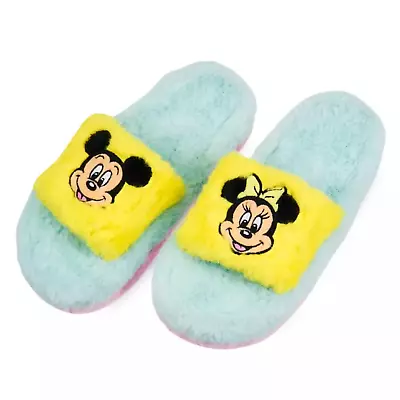 Disney Mickey And Minnie Mouse Fuzzy Slippers For Adults 5/6 - NEW • £30.36