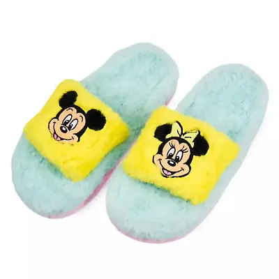 Disney Mickey And Minnie Mouse Fuzzy Slippers For Adults 7/8 - NEW • £28.44