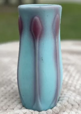 Vintage Van Briggle Pottery Vase Tulip Rose Flower 80’s • $149.99