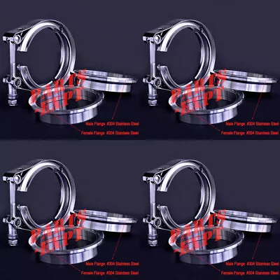$47.50 • Buy 2inch V-band Clamp & T304SS Male/Female Flange Kit Turbo Exhaust Downpipe X 4pcs