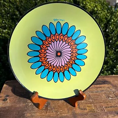 Mid Century Modern Peter Max Psychedelic Pop Art Glass Daisy Plate • $124