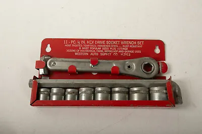 Western Auto (D2R) 11 Pc 1/2  Hex Drive Socket Wrench Set (JSF6) H2913 Tool Kit • $24.95