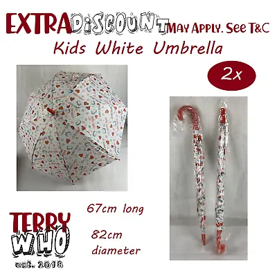 $14.45 • Buy 2x AU Umbrella Childrens Kids White Betty Boop Pattern Colourful Auto Open 