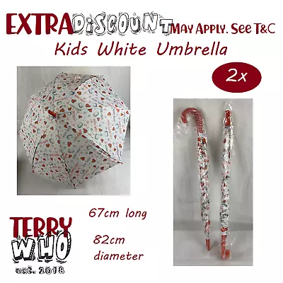 2x AU Umbrella Childrens Kids White Betty Boop Pattern Colourful Auto Open  • $14.45