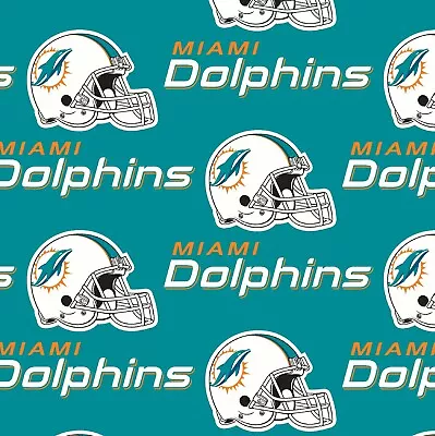 NFL MIAMI DOLPHINS - HELMET LOGO 100% Cotton Fabric 1/4 Yd 9  X 58  • $3.75