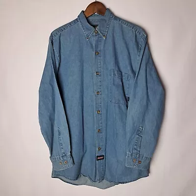 Vintage Dickies Shirt Mens Medium Blue Work Button Down Long Sleeve 1 Pocket • $29.97